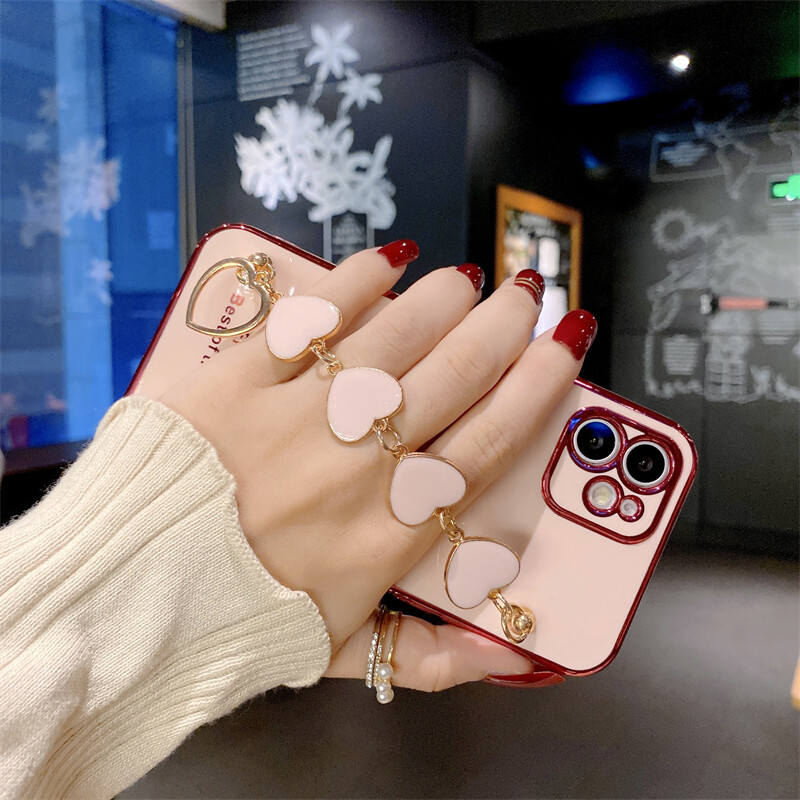 Phone case OPPO A92 Soft Case Transparent Plating Electroplating Shiny Cases + Love Bracelet For OPPO A92 Cover. 