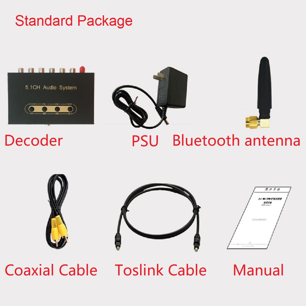 5.1 Audio Decoder DTS Dolby AC3 Audio Converter SPDIF Toslink Coaxial PC USB Flash Bluetooth 5.0 Audio Decode for Home Theatre. 