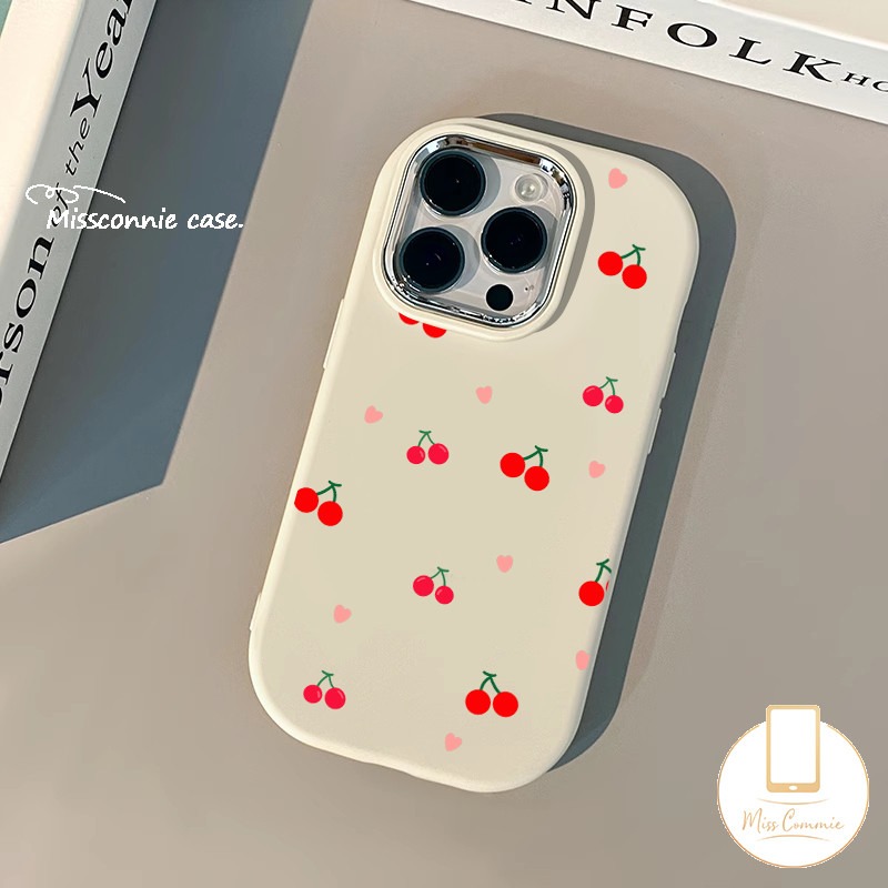 Cute Heart-shaped Cherry Bear Bracelet Case Compatible for Realme Note 60 50 C51 C55 C30 C63 C65 C25Y C53 C15 C11 C25 C67 C12 C25s 5s 6i 5i 5 8i C20A C20 C21Y Luxury Bracelet Electroplating Soft Metal Lens Box