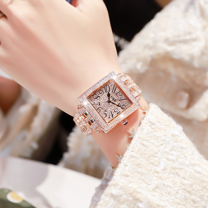 ZIDO brand temperament: light luxury, retro high-fashion, niche simple waterproof diamond-set square 1302 women's watch