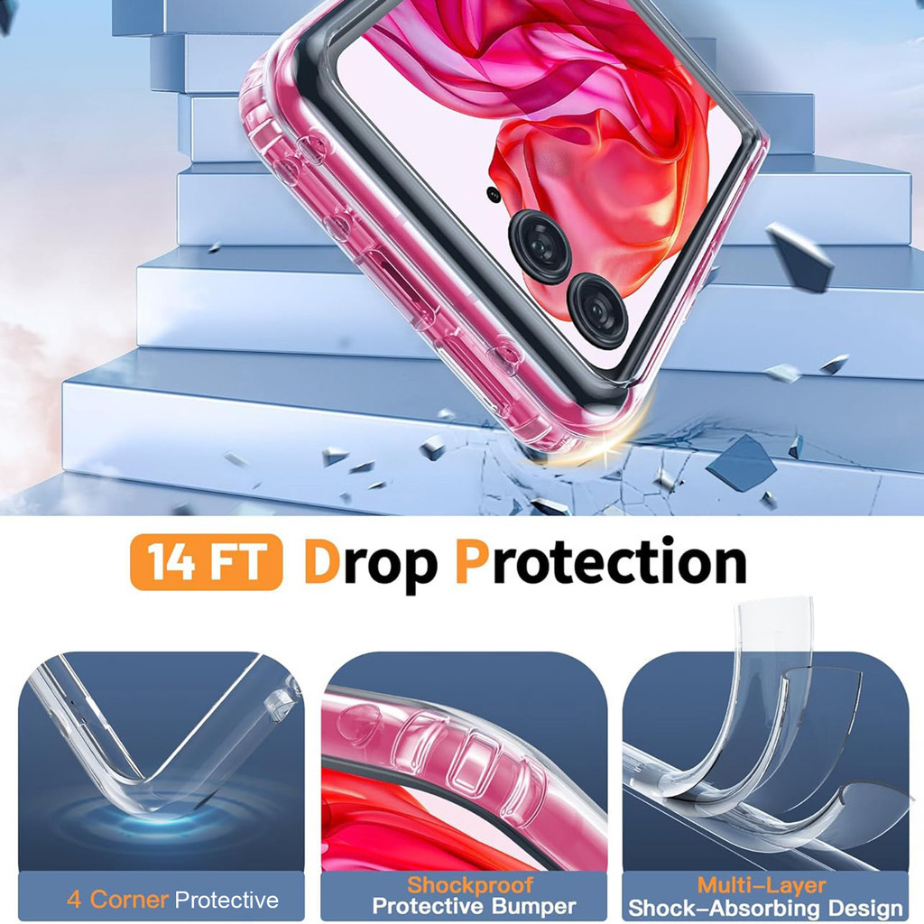 Shockproof Case for Motorola Razr 50 Ultra Razr+ 2024 Razr Plus Transparent Ultra-Thin Slim Fit Hard PC Back Soft Edge Cover. 