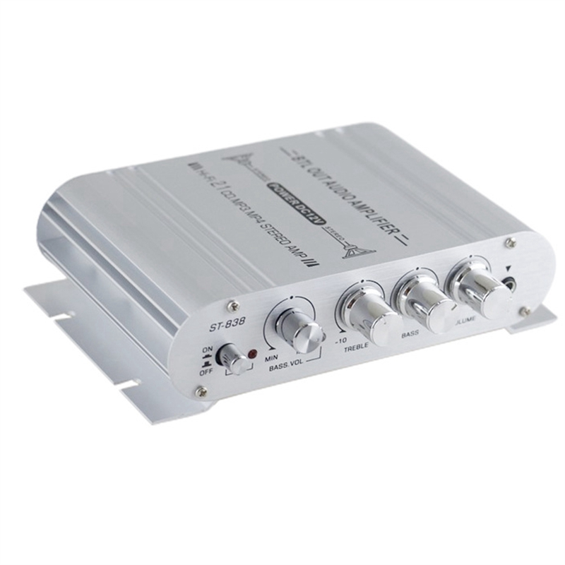 Car Stereo Amplifier Speaker Hifi Power 2.1 Channel Home Subwoofer Audio Output 12V Audio System Easy to Use Silver