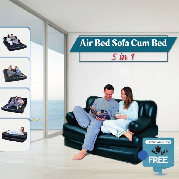 5 In 1 Inflatable Sofa Air Bed Couch With Free Electric Pump Baci