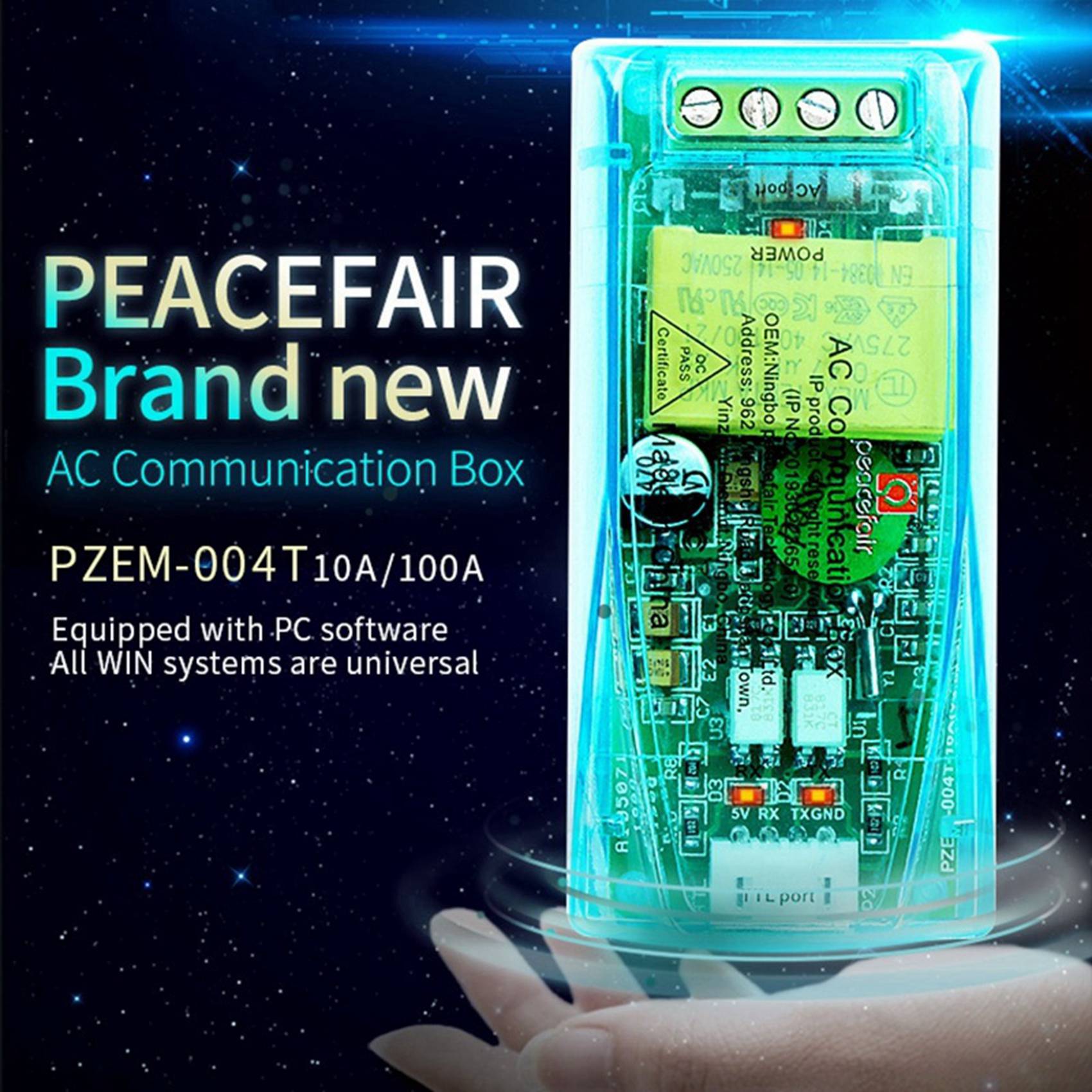5X Peacefair PZEM-004T 3.0 Version TTL Modbus-RTU Power Meter Kwh Meter AC Single Phase 100A. 