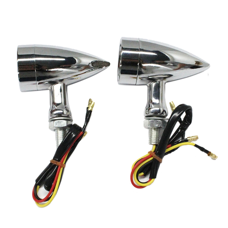 1Pair Retro Turn Signal Light LED for Cafe Racer Chrome