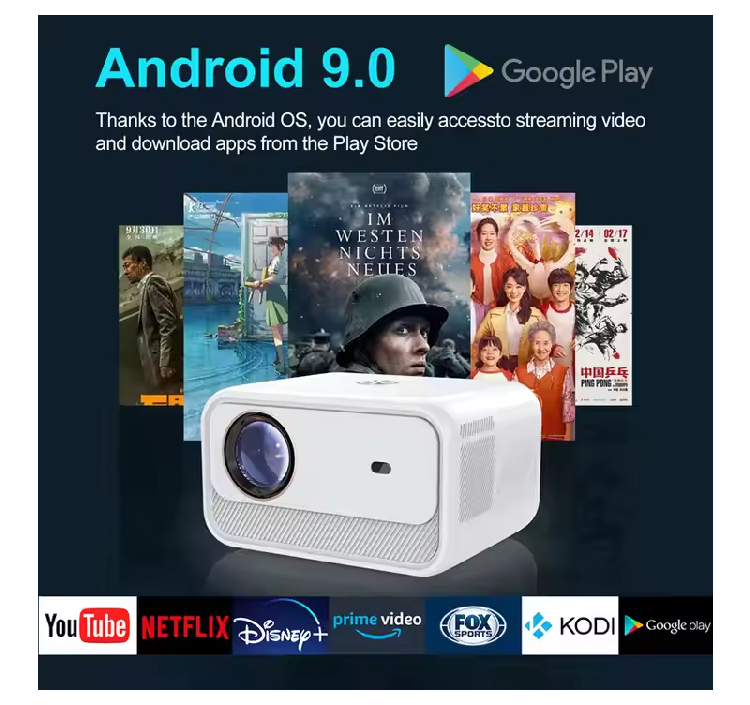 Newest Product GY 650 Projector Support 350 ANSI Android 9 For Home Theater Projector BT 5.2 HD Projector. 