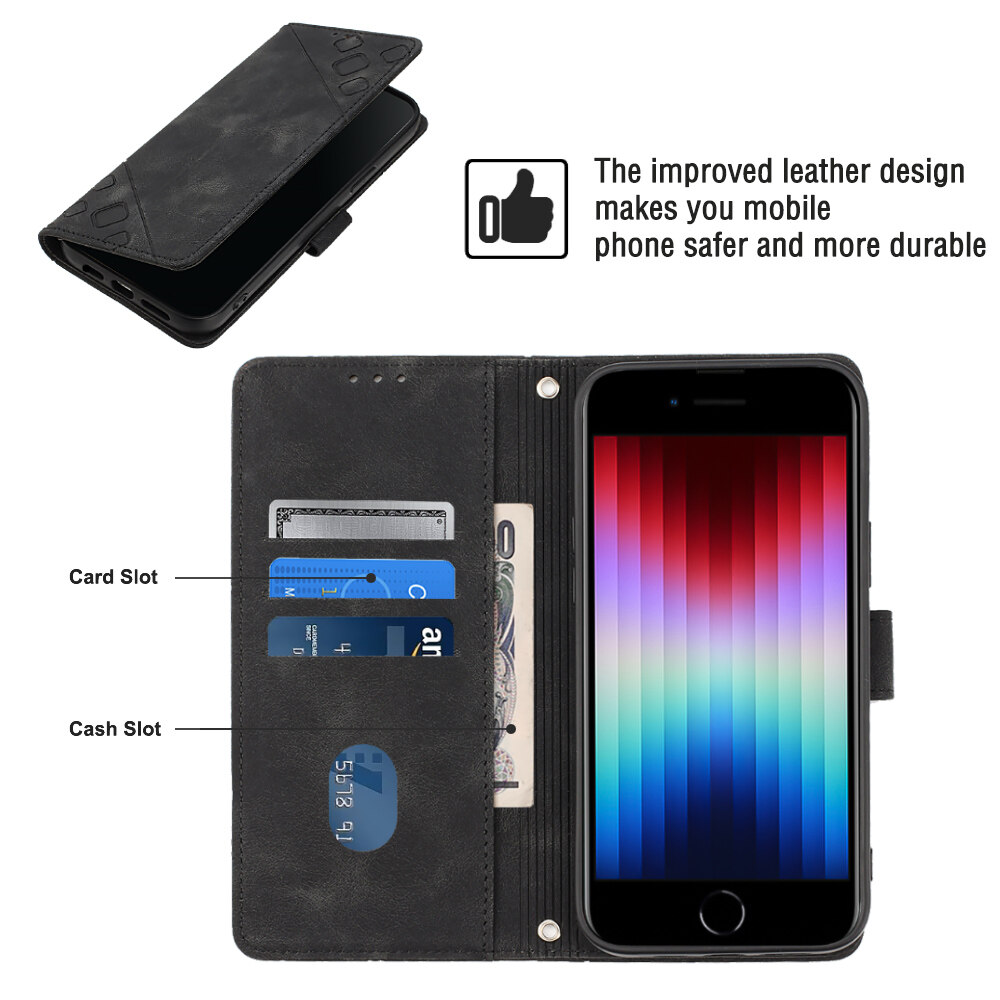 Casing For iPhone SE (2022) SE 2020 / iPhone 8 / iPhone 7 Case Fashion Square Pattern Flip PU Leather Phone Case Stand Card Slots Wallet Case Shockproof Folio Protective Cases Cover. 