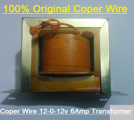 COPER WIRE 6Amp 12V Transformer 12V-0-12V 6000mA Input AC 220V 50Hz Output DC 12 Volt 6A Step Down Transformers For Power Supplies Adapters Electronics Project DIY. 