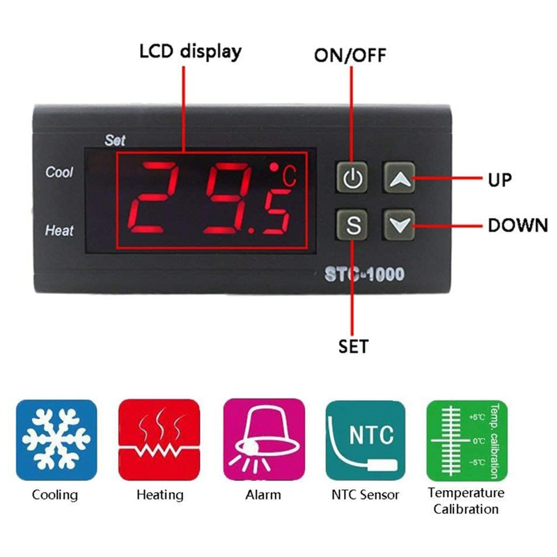 LED Digital Temperature Controller AC 110-220V 10A for Heater Freezer Fridge. 