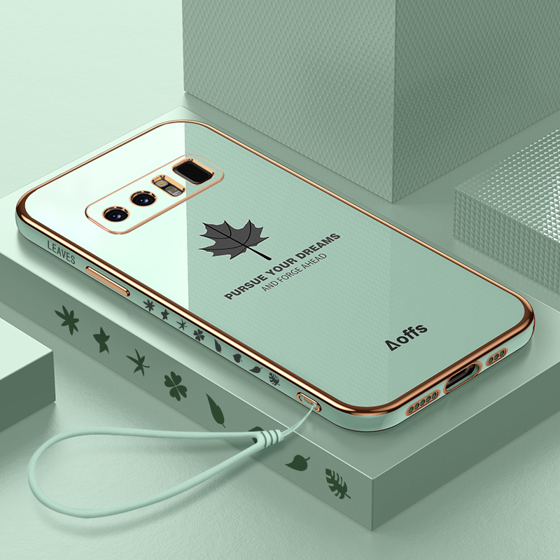 【3C VictoryEagle】Maitus for Samsung Galaxy Note 8 Luxury cover bling plating cute Leaf girl cases full camera lens protector table bumper soft silicone phone case. 