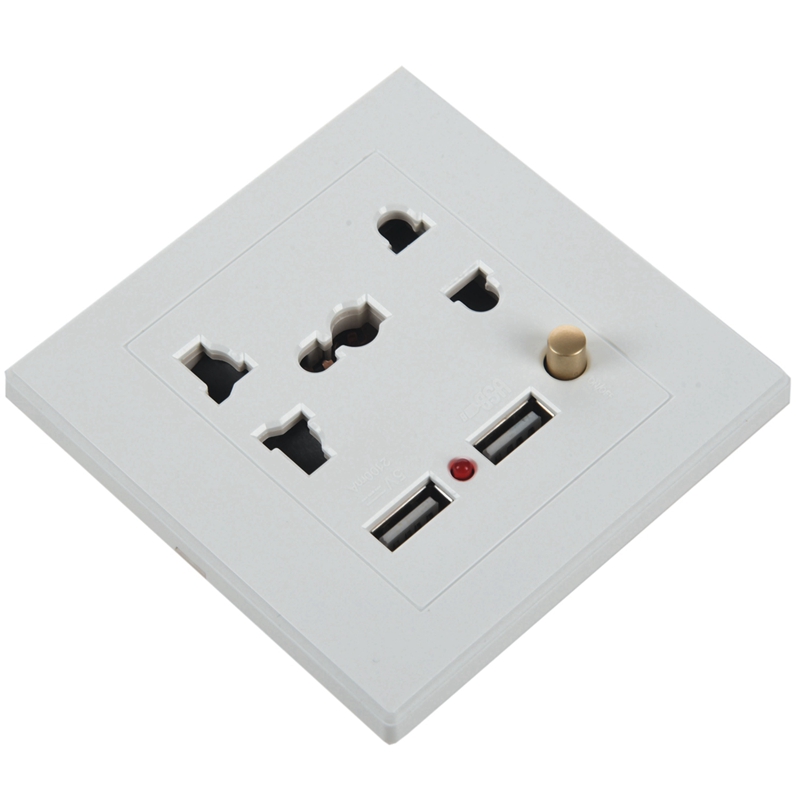 6X 2.1A Dual USB Wall Charger Socket Adapter Universial Power Outlet Panel wite Switch. 