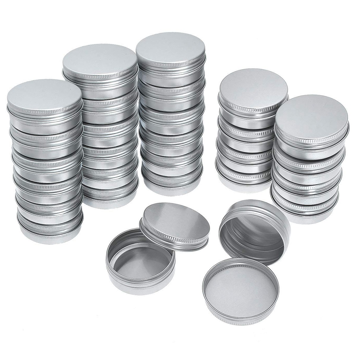 Pack Of 40 Screw Top Round Aluminum Tins Cans - Aluminum Screw Lid Round Tin Container Bottle