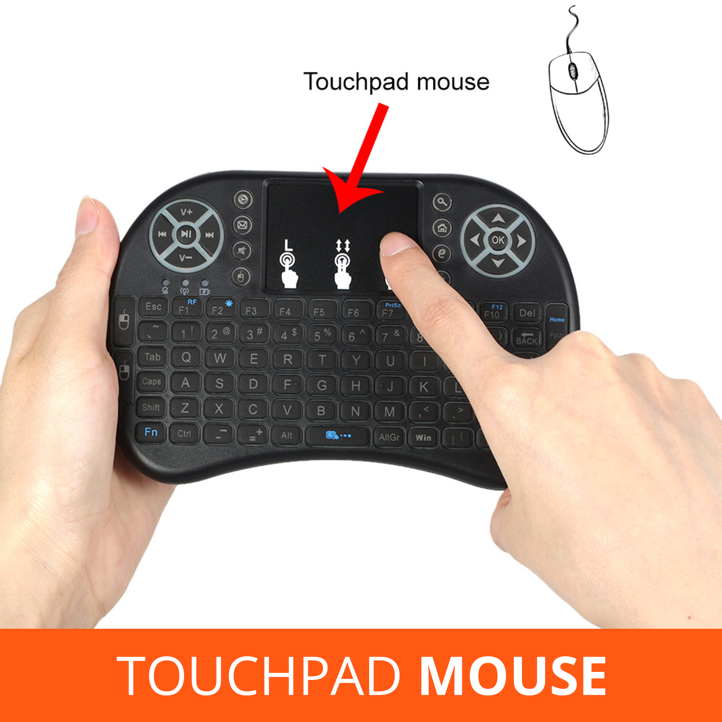 Mini Keyboard And Touchpad Mouse Combo i8 Multicolor RGB Backlit Rechargeable Handheld Wireless Keyboard Support PC Laptop Desktop Android TV Box. 
