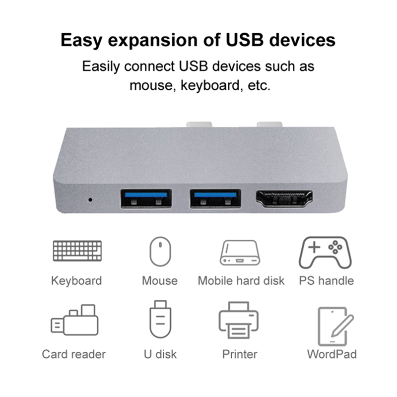 For Surface Pro 8 USB C Hub, 4K HDMI-Compatible Adapter+2 USB 3.0 Reader SD/TF Card Reader Adapter for Surface Pro 8. 