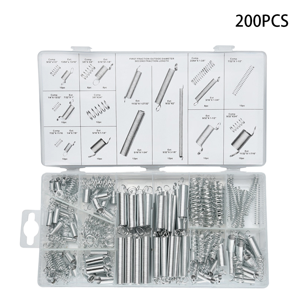 200Pcs Springs Assortment Set Portable Hardware Tool Extension Tension Compression Spring Assortment Kit. 