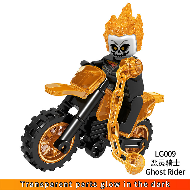 【Toy life hall】Single Cell Ghost Rider Building Block Luminas Avil Night Motorcycle Demon Slayer Block Minifigors Children's Toys Figures LG1002