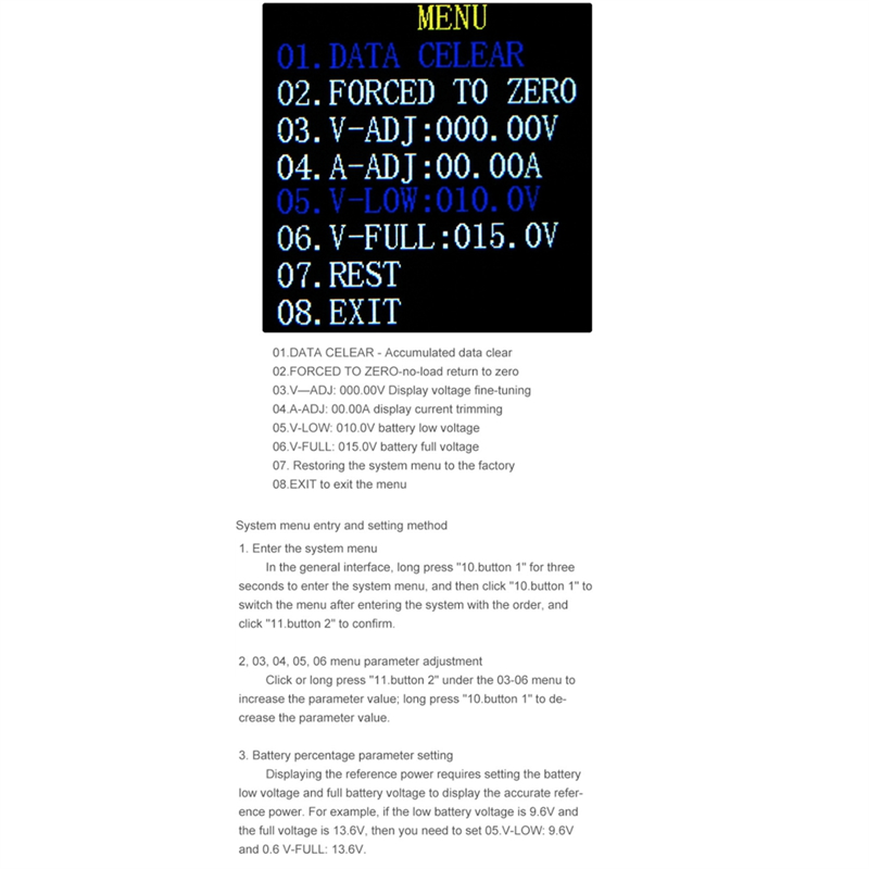 20A 9 in 1 IPS LCD Voltage Current Power Energy Voltmeter Ammeter Battery Electricity Test Meter. 