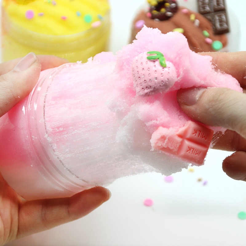 Slime Toy Fruits Chocolate Cotton Mud Puff Slime Scented Stress Reliever Fidget Toys Beautiful Slime Modeling Clay Toy 100ml. 
