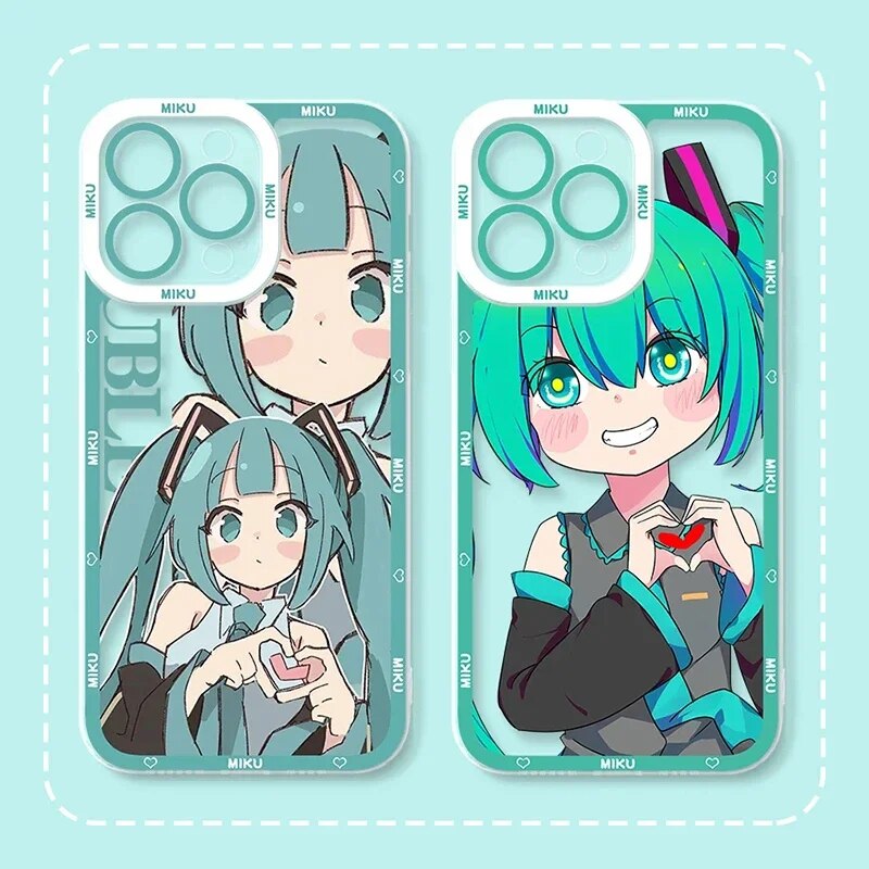 H-Hatsune Miku Case for Xiaomi Redmi Note 12 Pro Plus Turbo 13 11 11S 10 10S 9S 9 Max 8 7 6 A1 A2 TPU Clear Silicone Back Cover. 