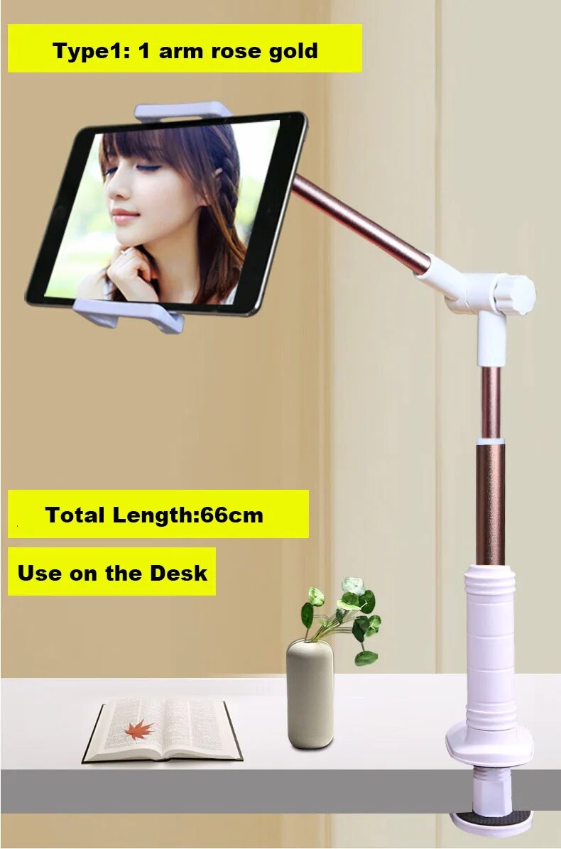 Folding Long Arm Tablet Phone Stand Holder For Ipad Samsung Kindle 4-14 Inch 360 Rotation Strong Lazy Bed Tablet Mount Bracket. 
