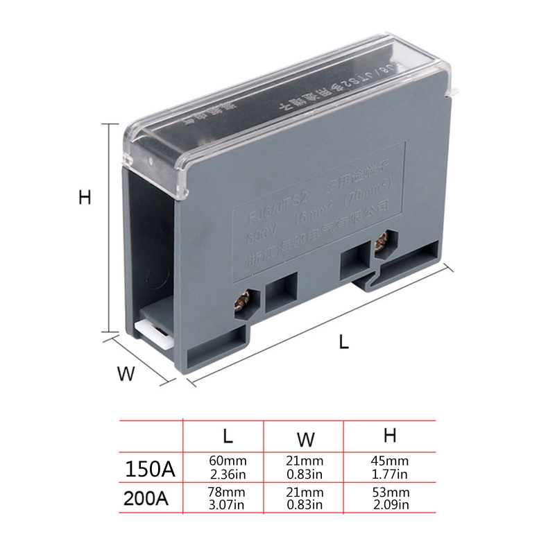 150A/200A Din Rail Terminal Block Distribution Box One in Multiple out Universal Power Junction Box for Circuit Breaker. 