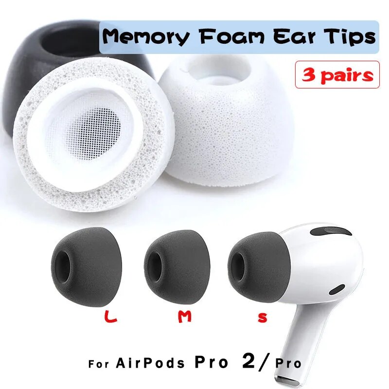 For Apple AirPods Pro 2 Ear Tips Memory Foam Tips Anti Slip Earbuds Ear Cushion Replacement Earphone Ear pads Small Medium Large