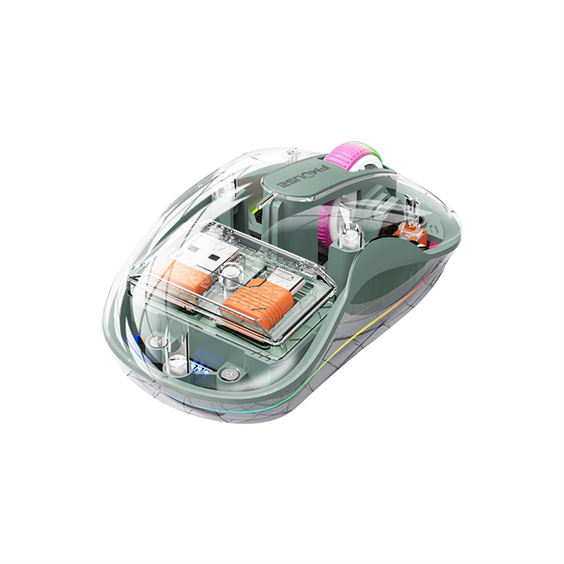 Wireless Bluetooth Mouse Transparent Magnetic Rechargeable Mouse Three Mode Silent Led Lamp Mouse for Laptop PC White. 
