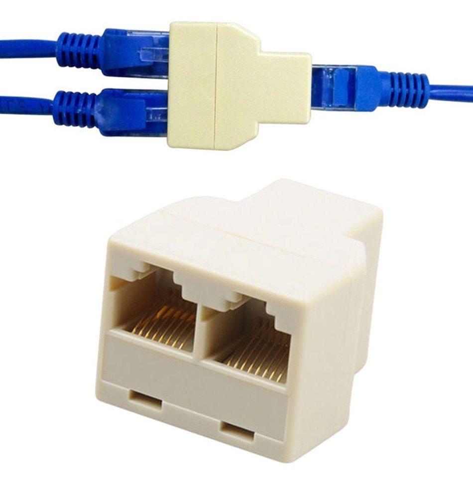 Computer White High Quality 1 Piece 1 to 2 Way LAN Ethernet Network Cable RJ45 Female SPLETER Adapter Adapter. 