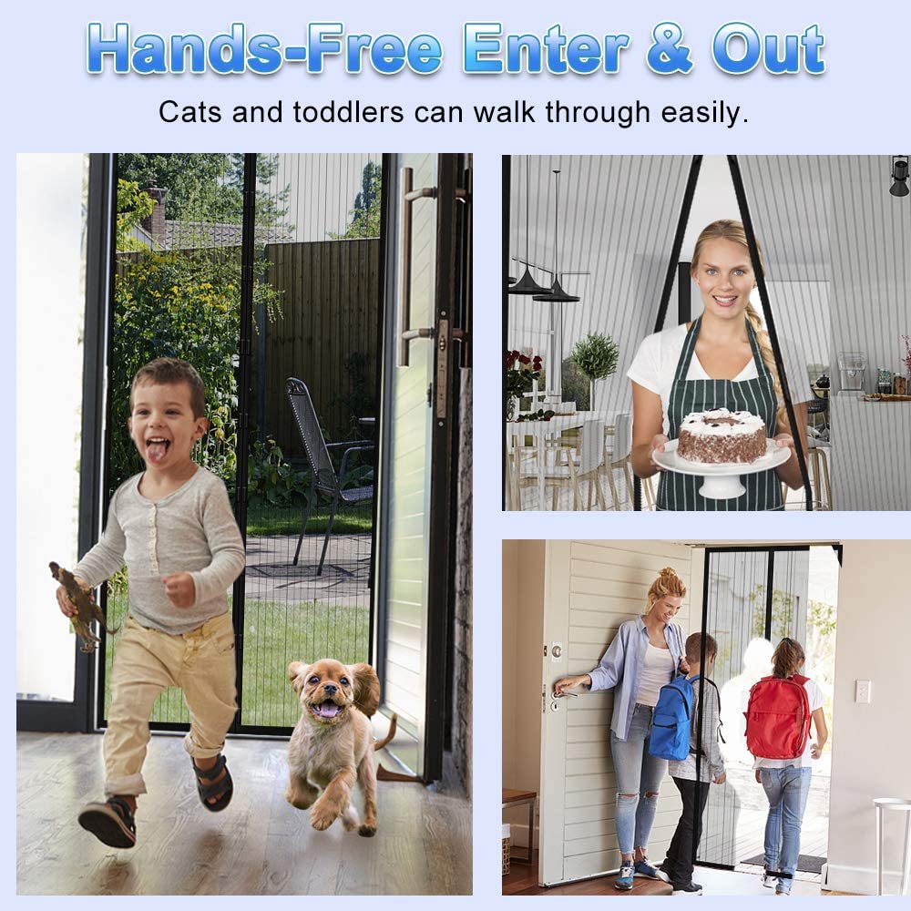 Custom Size Magnetic Mosquito Net Summer Anti Bug Fly Door Curtains Mesh Automatic Closing Door Screen Kitchen Door Curtain Net. 