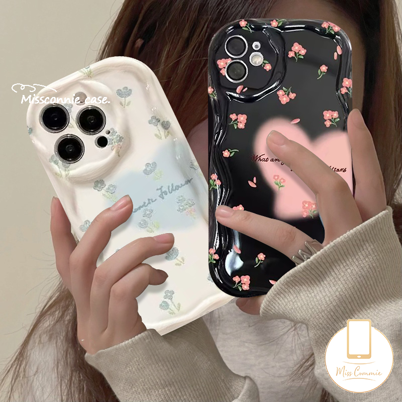 MissConnie For Tecno Spark 10C Go 2023 2024 10 Camon 20 Infinix Hot 10Lite 20i 8 30i Hot 12 30 9 10 11 20 10T Play Note 12 G96 30 Pro Smart 7 5 6 Plus Creative Floret Gradients Dreamy Love Heart 3D Wavy Curved Edge Cute Flowers Case
