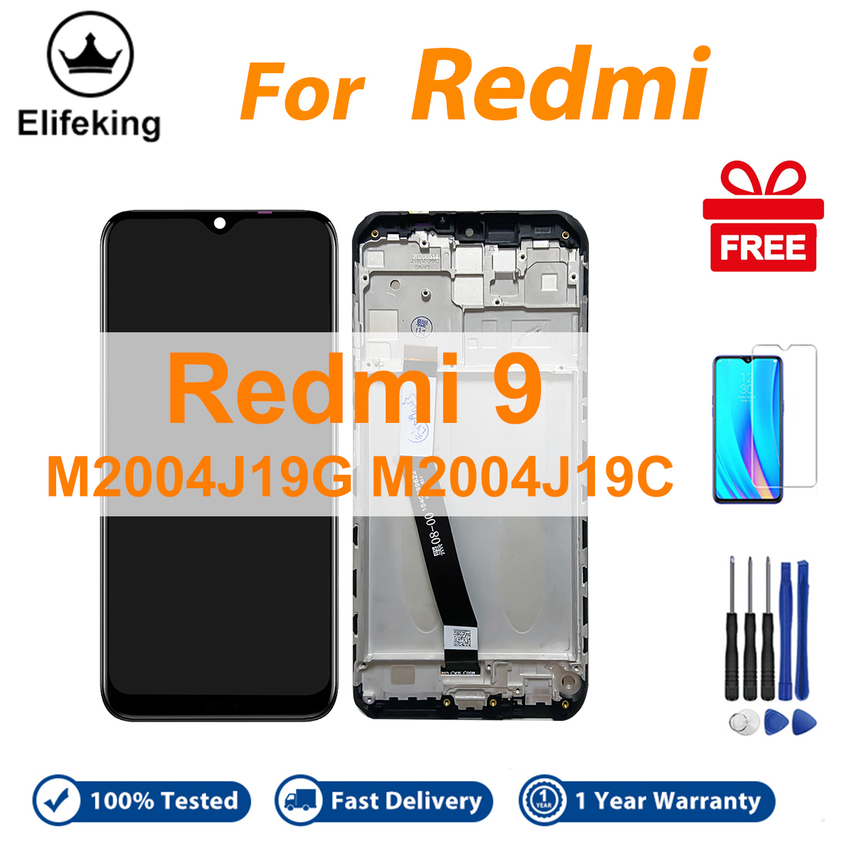 LCD With Frame For Xiaomi Redmi 9 Display Touch Screen Digitizer Assembly Replacement Parts M2004J19G M2004J19C. 