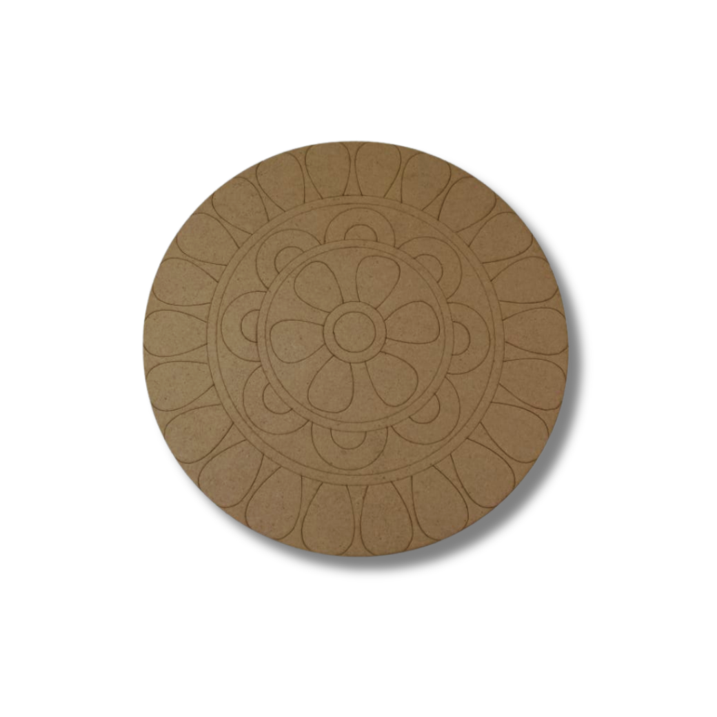 Mandala Round Cut Out 1 pic Marked Wooden MDF Boards Art and Craft Painting Cutout DIY Work Work Home, Decor Artistic (10 * 10 Inch). 