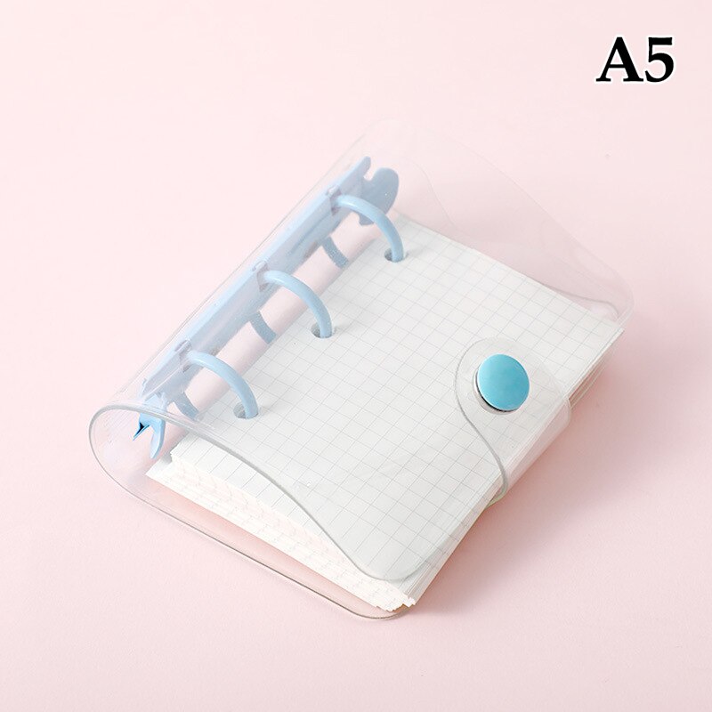 【2023NEW】1Pcs PVC Transparent Mini Binder Notebook Cover Cute DIY Diary Notepad Simple Hand Ledger 60x80mm. 