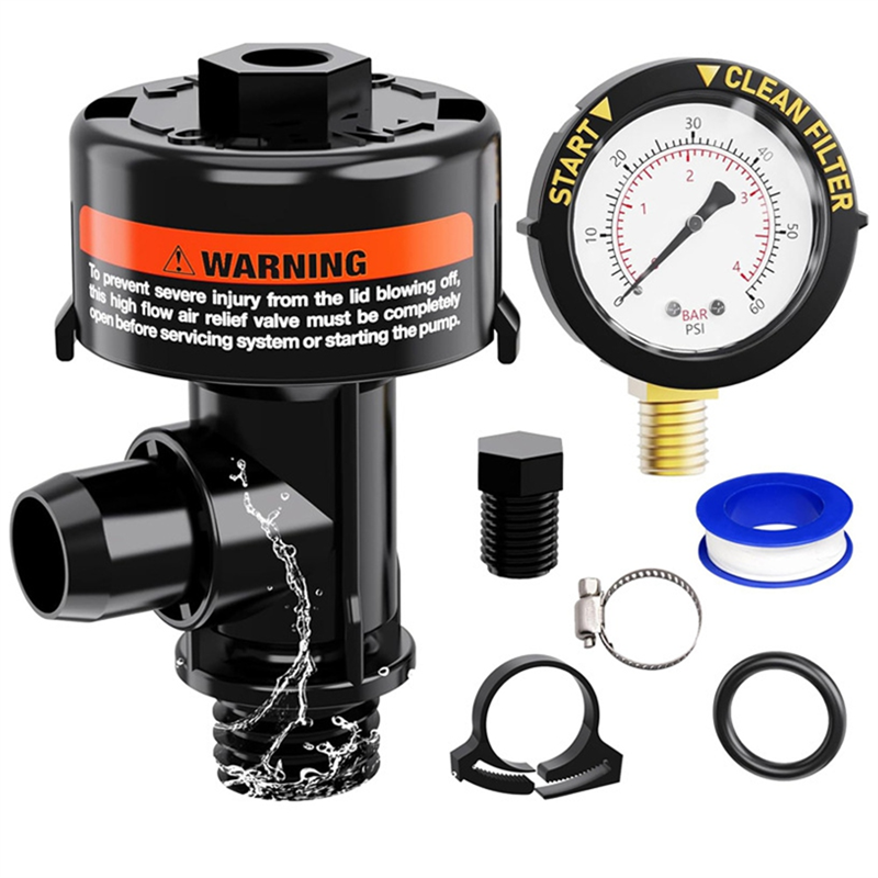 98209800 Pool Filter Pressure Gauge, Manual Bleed Valve Release Valve for Pool and Spa Filters 98209803 Easy Install