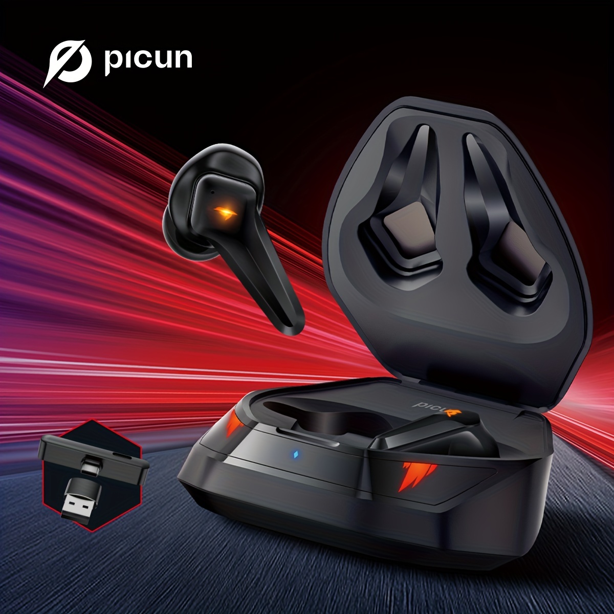 V1 Gaming Earbuds, 15ms Low Latency with 2.4Ghz Dongle, 3D Stereo Sound, Wireless 5.3, IPX4 Wireless Earbuds with Noise Cancelling Mic for PC, PS5, PS4, Switch, VR. 