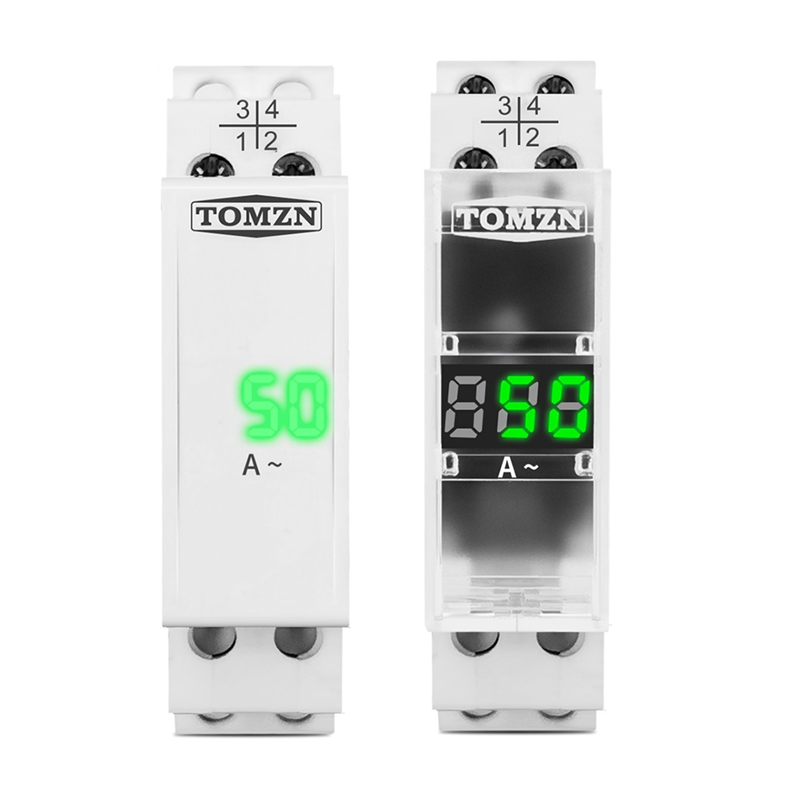 Din Rail Single Phase Ampere Meter Ac 40-500V Mini Modular Ammeter Gauge Indicator LED Digital Display, Not Transparent Easy to Use. 