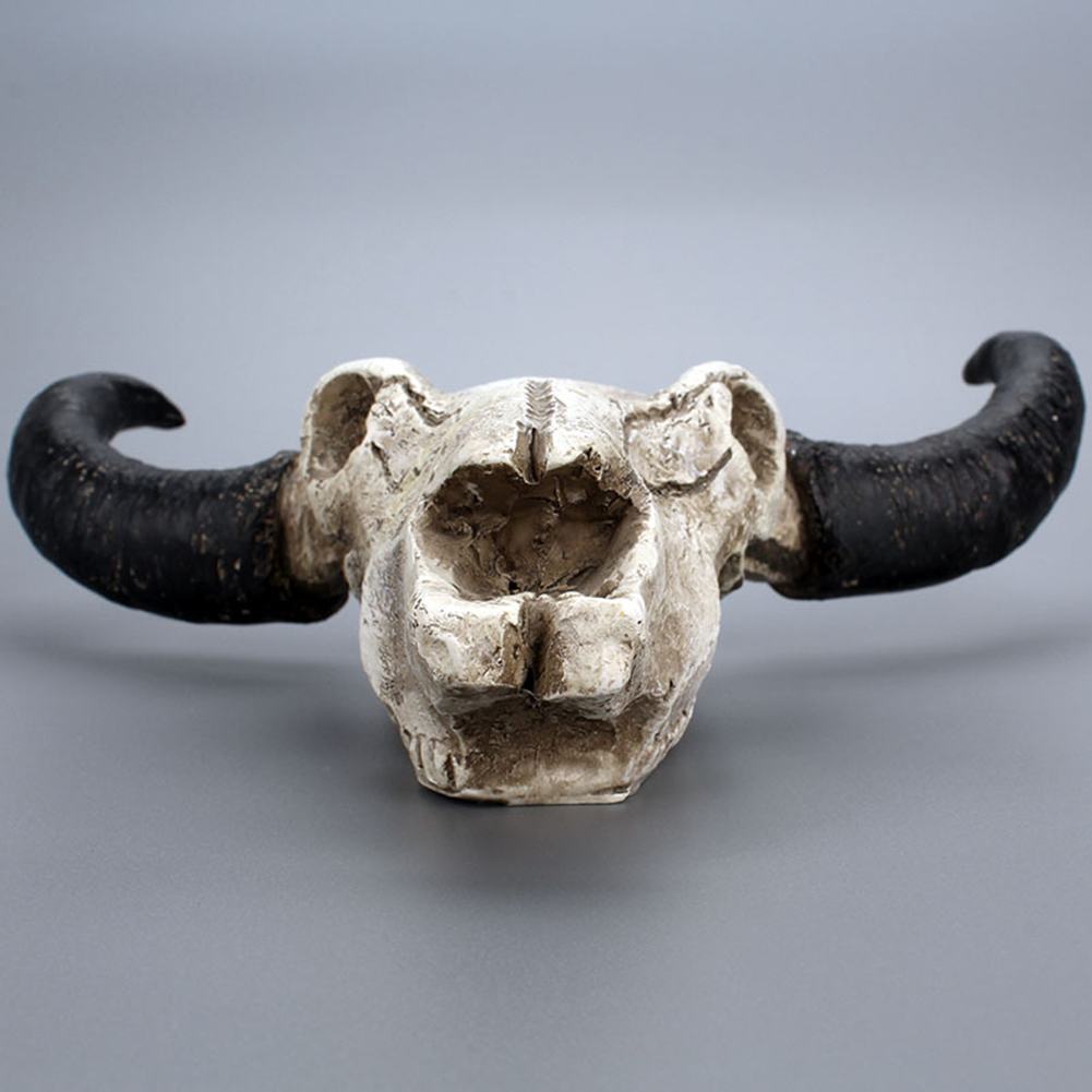 Resin Fake Cow Skull Horn Wall Hanging Ornament Crafts Bar Restaurant Decoration. 
