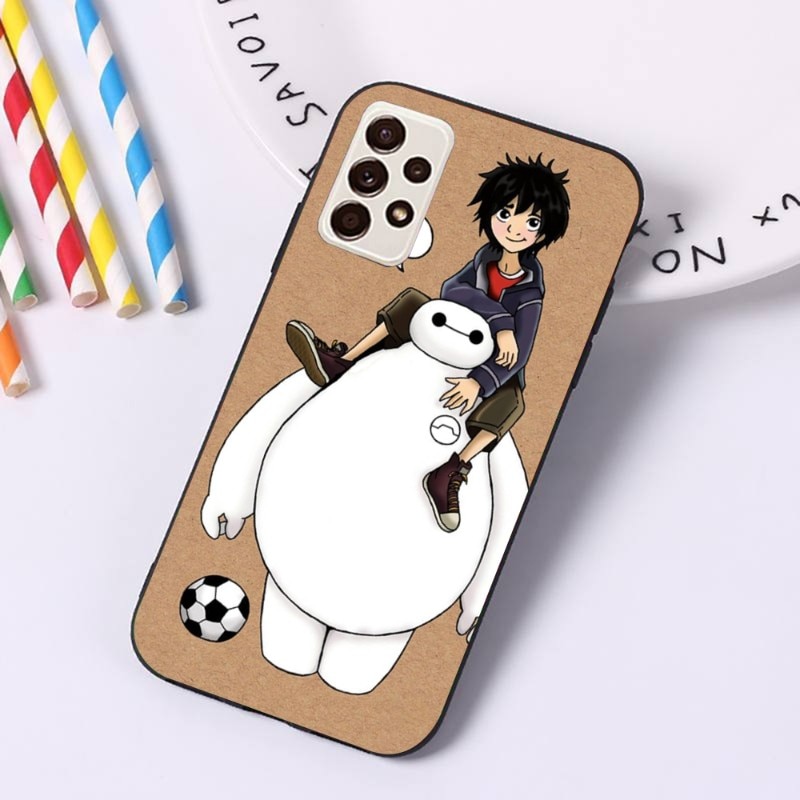 Clumsy Baymax Phone Case For Samsung A14 A34 A54 A13 A52 A53 4G 5G Soft Black Phone Cover. 