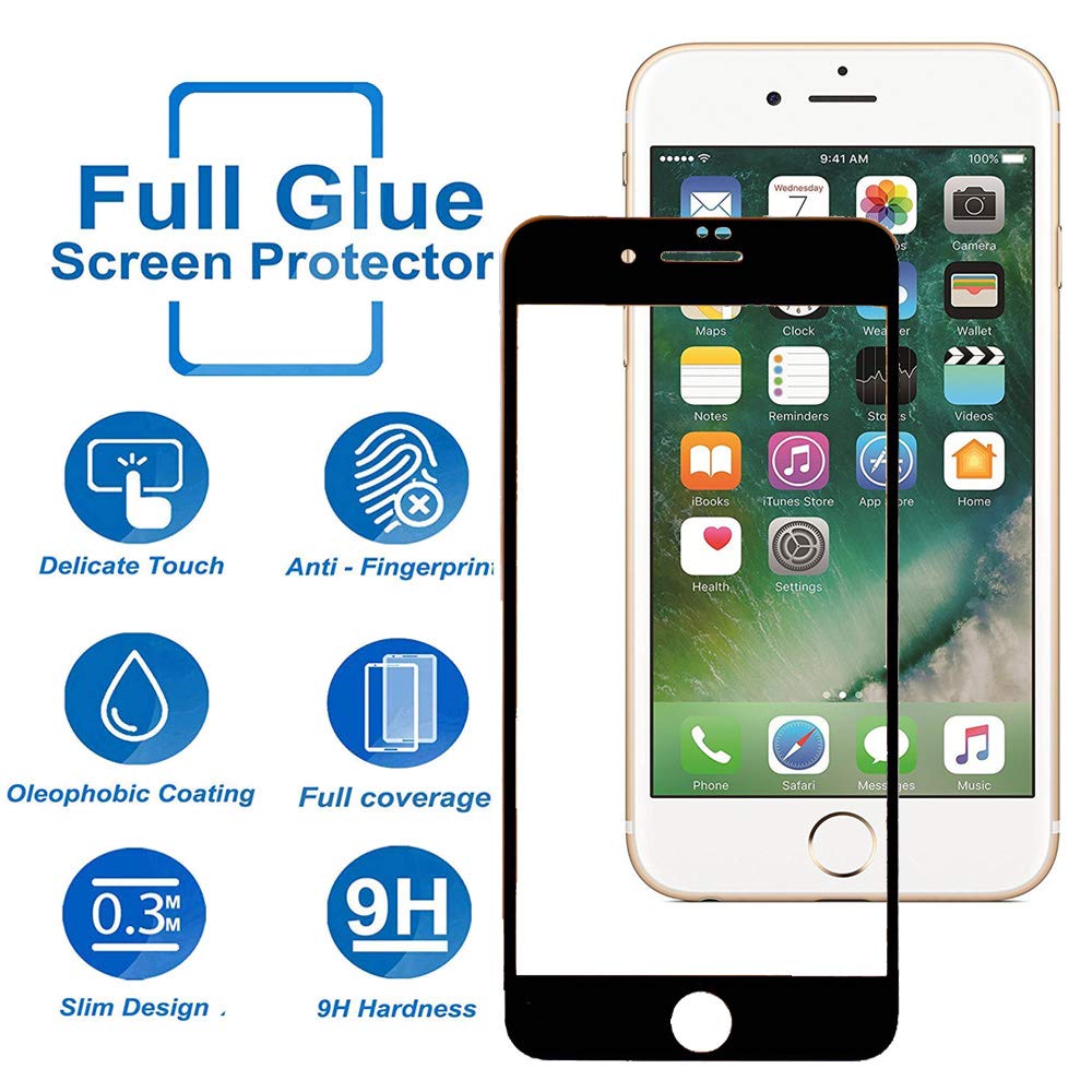 Apple iPhone 6s Plus Tempered Glass Screen Protector 6D/9D/11D - Black. 
