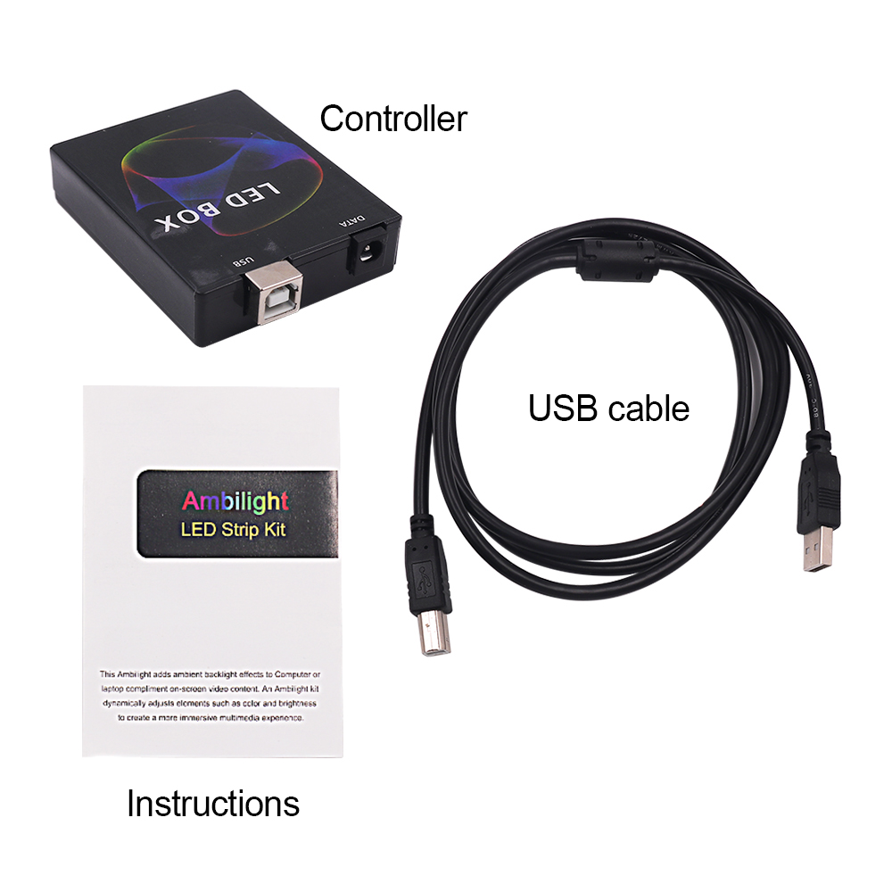 DC 5V DIY Ambient TV PC Dream Screen WS2811 WS2812B SK6812 RGB USB LED Strip Control Box Computer PC Screen Backlight. 