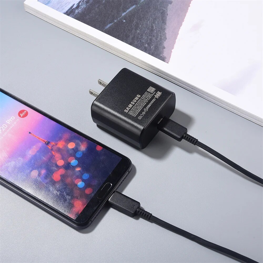 SAMSUNG PD 45W Super Fast Charging Original US Wall Charger 5A USB C To Type-C Cable For Galaxy S24 S23 S22 Ultra A54 A53 Note20. 