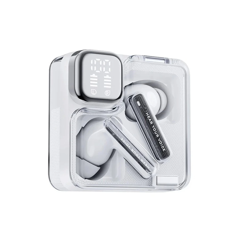 QCY T31 MeloBuds Neo Earbuds Bluetooth 5.3 LED Power Digital Display Transparent TWS Dual-Connection Wireless Earphones. 