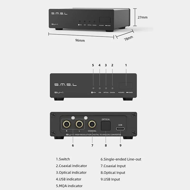 SMSL SU-1 / SU1 High Resolution USB MQA Audio Decktop DAC MQA-CD Audio Decoder AK4493S XU316 768kHz/32Bit DSD512 Headphone DAC. 