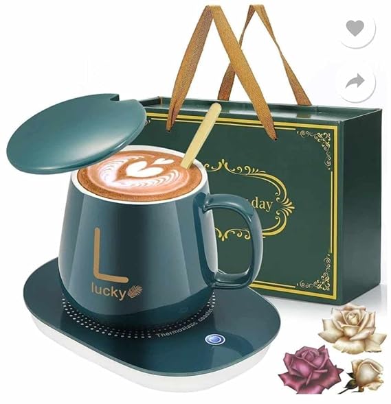 Jarvis Creation Cermaic Coffee Mug Warmer with Auto Shut Off and Heating Function Electric Warmer Plate with Auto Shut Off for Coffee Tea Milk Cocoa Gift Set Temperature Control