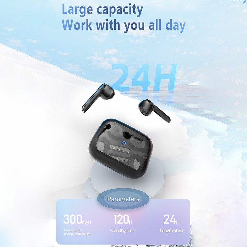 Tinzzi TWS Wilreless Bluetooth5.3 Earbuds Waterproof Sport Gaming Noise Cancelling Headphones Touch Control Handfree Call Earphones Type-C Interface with Charging Case. 