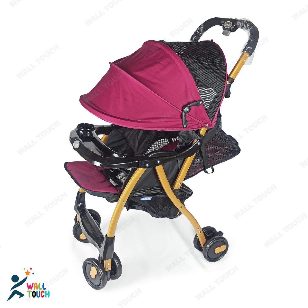 Lightweight Portable Baby Stroller Baby Trolley  Folding Pram for kids From Newborn to 3 Years With Back Rest, Food Tray & Wheel Lock
