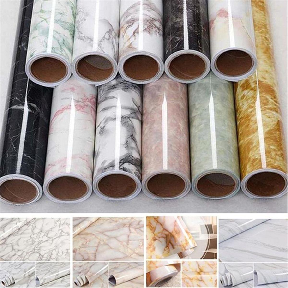60x100cm 3D Marble Effect Wall Stickers Waterproof PVC Self-adhesive Wallpaper Home Decor