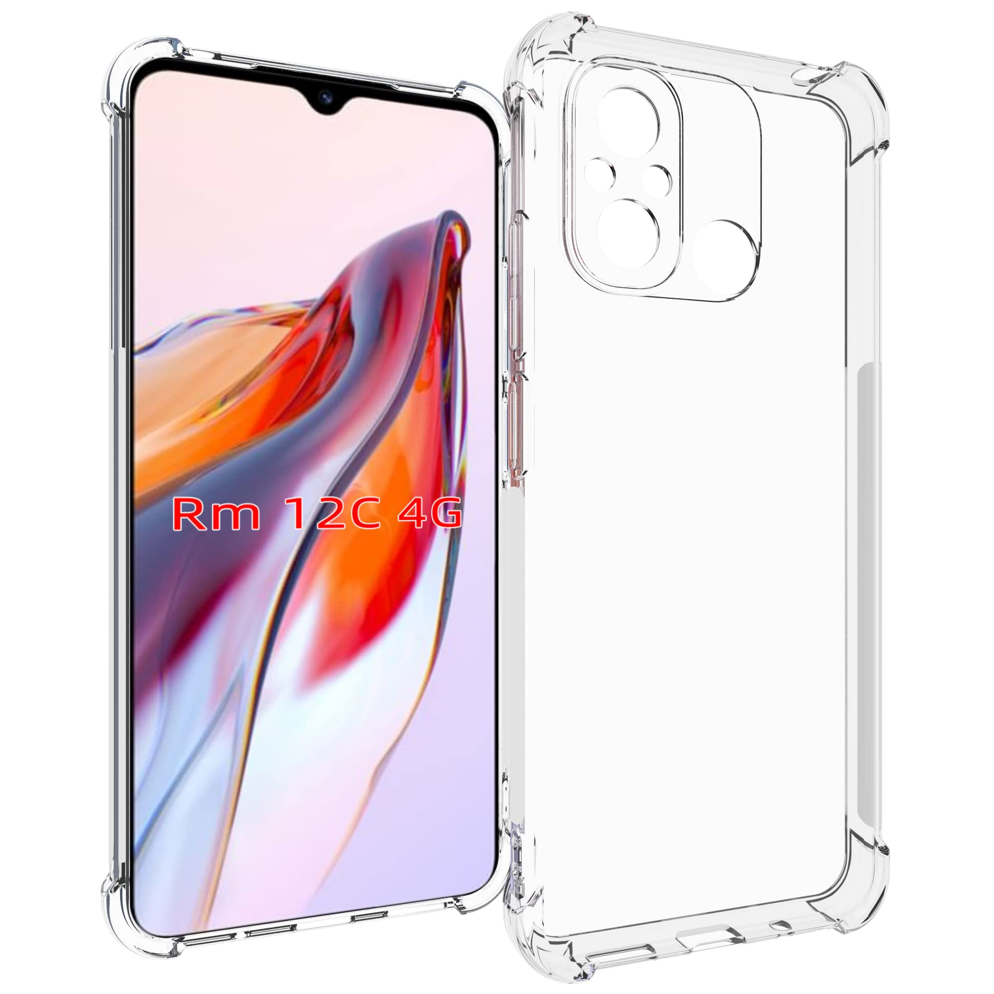 For  xoami poco c55 redmi 12c  Fashionury Transparent Back Case Cover  (Soft & Flexible & Camera Protection Back Case). 