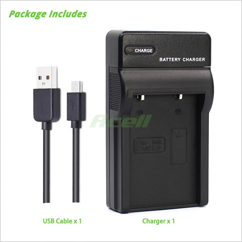 EN-EL5 MH-61 USB Charger for Nikon COOLPIX P530 P520 P510 P500 P5000 P5100 P6000 P80 P90 P3 P4 P100 S10 7900 5900 5200 Camera. 