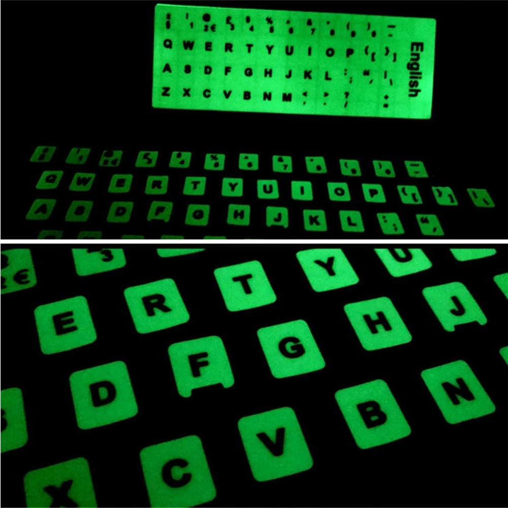 【Lejia】Luminous Waterproof Russian English Italian German Spanish Language Keyboard Stickers Protective with Button Letters Alphabet for Computer. 